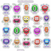Sticker Amusant, coloré, Monstres de dessin animé (Devant)
