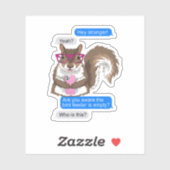 Sticker Amusant Écureuil Mignonne Textant Le nourricier (Feuille)