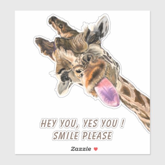 Sticker amusant Giraffe - Texte personnalisé (Feuille)