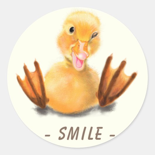 Sticker amusant Joyeux Canard Jaune Smile Texte pe (Devant)