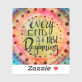 Sticker Amusant joyeux Nouveau Commencement Inspirationnel (Feuille)