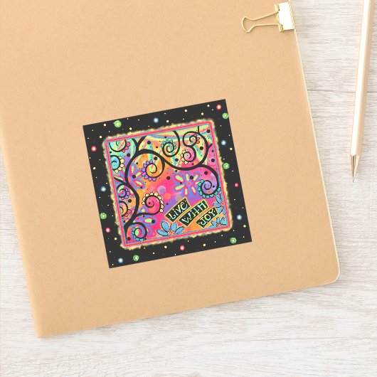 Sticker Amusant Joyeux Vivre Avec Joie Colorée (Carnet)