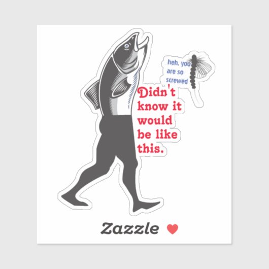 Sticker Amusant marché poisson athée de l'évolution accide (Feuille)