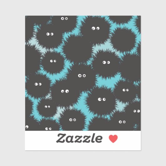 Sticker Amusant monstres noirs moelleux (Feuille)