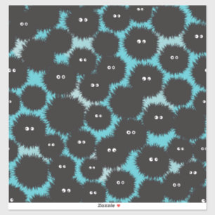 Sticker Amusant monstres noirs moelleux