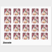 Sticker amusant Porc à mâcher avec Rose - Amour (Feuille)