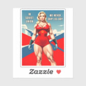 Sticker Amusant style rétro soviétique URSS Gym Humour mus (Feuille)