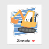 Sticker Amusant Yellow Excavator Kids Machinery Conception (Feuille)