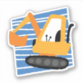 Sticker Amusant Yellow Excavator Kids Machinery Conception (Devant)