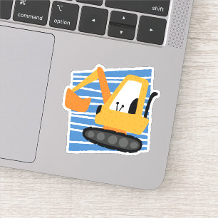 Sticker Amusant Yellow Excavator Kids Machinery Conception