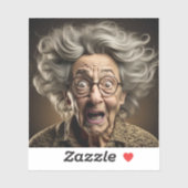 Sticker Amusante Ancienne Dame Ai Art (Feuille)