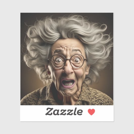 Sticker Amusante Ancienne Dame Ai Art (Feuille)