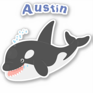 Sticker Amusante baleine orque mignonne dessin animé