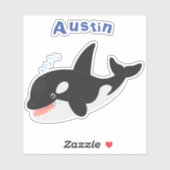 Sticker Amusante baleine orque mignonne dessin animé (Feuille)