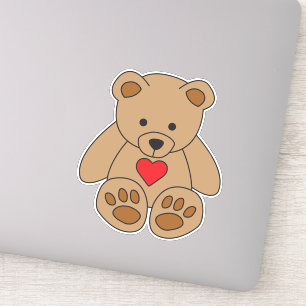 Sticker Amusants Brown Teddy Bear Red Heart Love Valentine