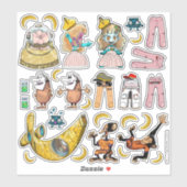 Sticker Amusants Colorful Kids Comic Scrapbooking Caractèr (Feuille)