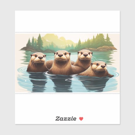 Sticker Amusement de la famille Otter (Feuille)