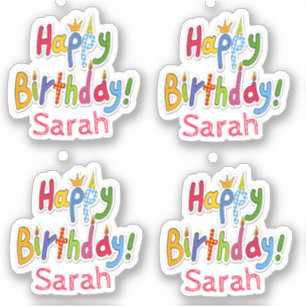 Sticker Amusement et texte coloré de joyeux anniversaire 