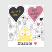 Sticker Amusement Mine Mine Mine Valentines Poulet Thème (Feuille)