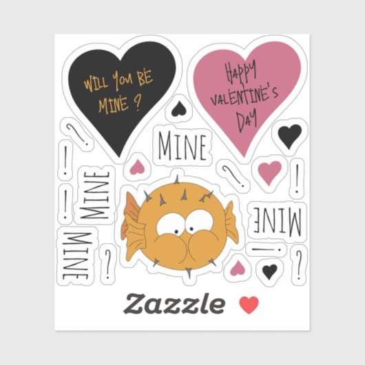 Sticker Amusement Mine Mine Mine Valentines Puffer Thème (Feuille)