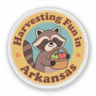 Sticker Amusement vintage en Arkansas Raccoon Récolte