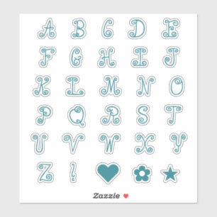 Sticker Amusez Tourbillonnant Turquoise Police Alphabet In