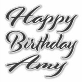 Sticker Amy Nom Prénom Anniversaire de la Broderie noire (Devant)