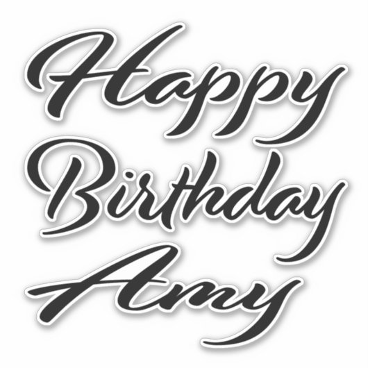 Sticker Amy Nom Prénom Anniversaire de la Broderie noire (Devant)