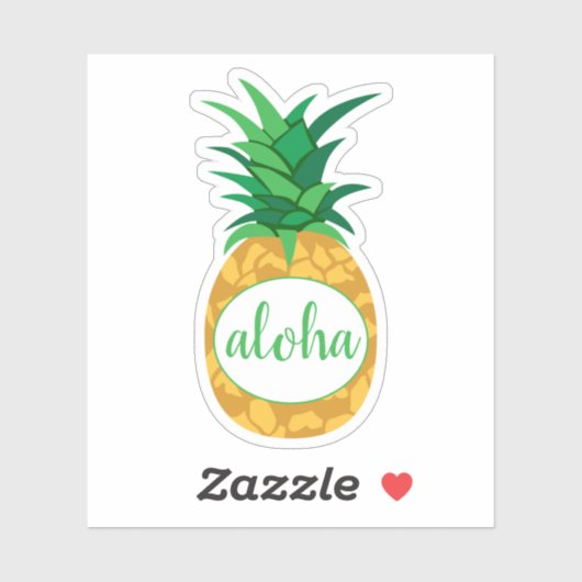 Sticker Ananas Aloha Vert Jaune Découpe (Feuille)