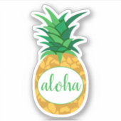 Sticker Ananas Aloha Vert Jaune Découpe (Devant)