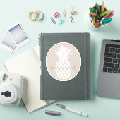 Sticker Ananas blanc chic sur personnalisé beige (Couverture iPad)
