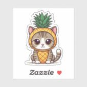 Sticker Ananas chat mignon (Feuille)