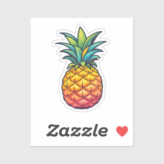 Sticker Ananas de dessin animé (Feuille)