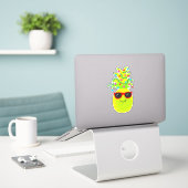 Sticker Ananas de Noël Tropical (Ordinateur portable sur le bureau)