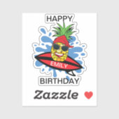 Sticker Ananas de surf drôle (Feuille)