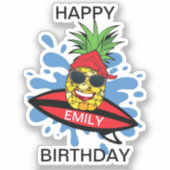 Sticker Ananas de surf drôle (Recto)