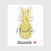 Sticker Ananas Gold de luxe Nom personnalisé Design (Feuille)