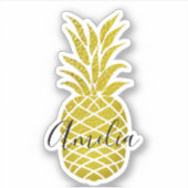Sticker Ananas Gold de luxe Nom personnalisé Design (Devant)