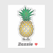 Sticker Ananas Jaune, Votre nom (Feuille)