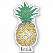 Sticker Ananas Jaune, Votre nom (Devant)