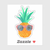 Sticker Ananas mignon portant des lunettes de soleil (Feuille)