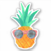 Sticker Ananas mignon portant des lunettes de soleil (Devant)
