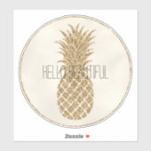 Sticker Ananas Parties scintillant d'or (Feuille)