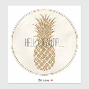 Sticker Ananas Parties scintillant d'or