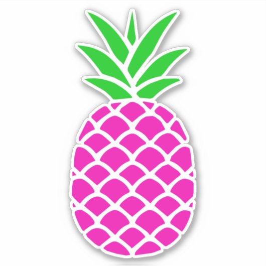 Sticker Ananas rose et vert Preppy (Devant)