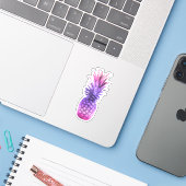 Sticker Ananas rose et violet (Ordinateur portable avec iPhone)