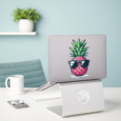 Sticker Ananas rose Preppy (Ordinateur portable sur le bureau)