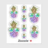 Sticker Ananas rose tropicale (Feuille)