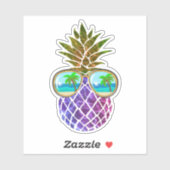 Sticker Ananas rose violet tropical (Feuille)