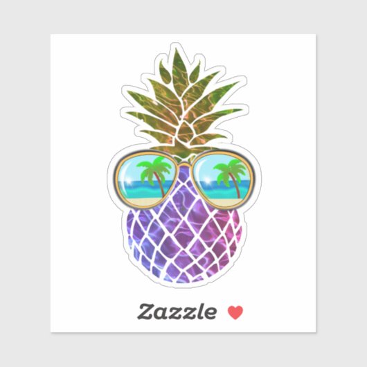Sticker Ananas rose violet tropical (Feuille)